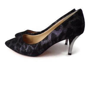 Antonio Melani Women's Leather Pumps Black Silver Size 7M